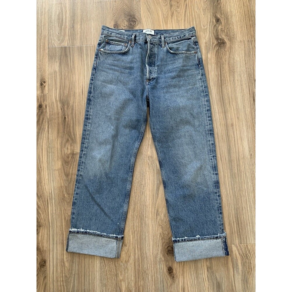 AGOLDE Fran Jeans Womens 28 Medium Wash Blue High Rise Wide Leg Relaxed Denim